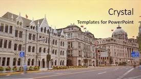  Presentation with old buildings - Beautiful PPT theme featuring eclectic - old buildings with modern street backdrop and a blonde colored foreground