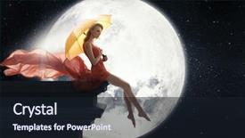  Presentation with moon - Slide set enhanced with eclipse - cute woman over full moon background and a wine colored foreground
