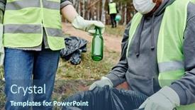  Presentation with eco bag - Slide deck featuring eco-activists-putting-glass-bottle background and a ocean colored foreground
