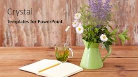  Presentation with organic tea - Theme with eco-and-organic-concept-herbal background and a coral colored foreground