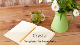  Presentation with organic tea - Cool new slide deck with eco-and-organic-concept-herbal backdrop and a coral colored foreground