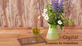  Presentation with organic tea - Colorful slide set enhanced with eco-and-organic-concept-tablet backdrop and a coral colored foreground