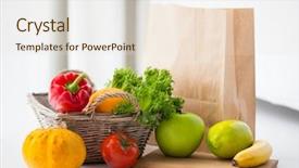 Presentation with gardening healthy food cooking - Beautiful PPT theme featuring eco bag - cooking diet vegetarian food backdrop and a lemonade colored foreground