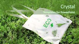  Presentation with eco bag - Slide set with eco bag on green grass background and a tawny brown colored foreground
