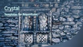  Presentation with wood carving - Theme enhanced with eco brick - ancient stone wall background and a ocean colored foreground