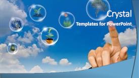  Presentation with blue business - Slides having eco concept business hand point background and a teal colored foreground