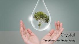  Presentation with hold hand - Amazing PPT layouts having eco concept hand hold water backdrop and a  colored foreground