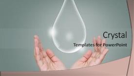  Presentation with hold hand - Amazing PPT theme having eco concept hand hold water backdrop and a  colored foreground
