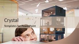  Presentation with construction design - Beautiful presentation featuring eco construction - design of your dream house backdrop and a soft green colored foreground