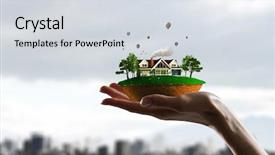  Presentation with child dream house - Colorful slide set enhanced with eco construction - your dream house mixed media backdrop and a light gray colored foreground