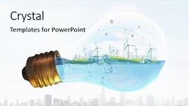  Presentation with eco - Theme with eco energy concept with windmills background and a sky blue colored foreground