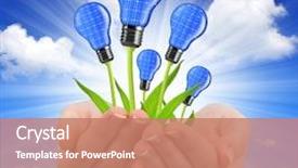  Presentation with solar light - PPT theme featuring eco energy light bulbs background and a coral colored foreground