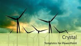  Presentation with wind energy - Theme having eco energy wind turbines background and a soft green colored foreground