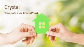  Presentation with green real estate - PPT theme consisting of eco family and real estate background and a sky blue colored foreground