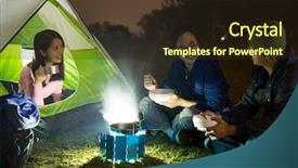  Presentation with camping - Slides having eco freindly - freinds go camping at night background and a wine colored foreground