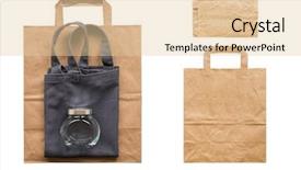  Presentation with eco paper - Beautiful PPT theme featuring cotton shopping bag paper bag backdrop and a  colored foreground