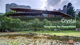  Presentation with eco friendly - Slides having library building in taipei taiwan background and a tawny brown colored foreground
