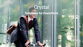  Presentation with healthy workplace - Theme consisting of eco friendly building - cheerful young employee background and a gray colored foreground