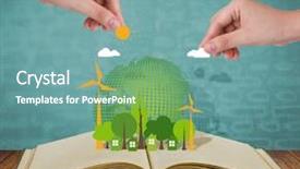  Presentation with open book - Presentation consisting of eco friendly building - ecology open book background and a seafoam green colored foreground