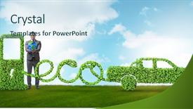  Presentation with eco friendly energy - Theme with eco friendly car powered background and a sky blue colored foreground