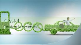  Presentation with eco friendly energy - Beautiful slide set featuring eco friendly car powered backdrop and a mint green colored foreground