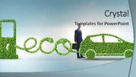  Presentation with eco friendly energy - Slide set consisting of eco friendly car powered background and a light blue colored foreground