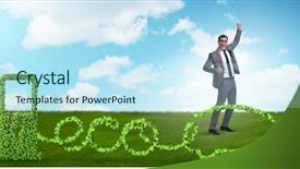  Presentation with eco friendly energy - Colorful presentation design enhanced with eco friendly car powered backdrop and a sky blue colored foreground