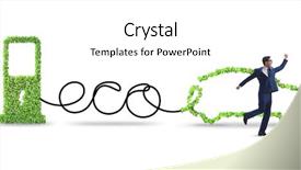  Presentation with eco friendly energy - PPT theme having eco friendly car powered background and a white colored foreground
