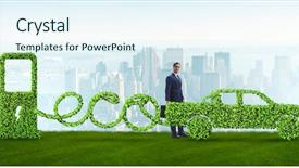  Presentation with eco friendly energy - Amazing slide deck having eco friendly car powered backdrop and a sky blue colored foreground
