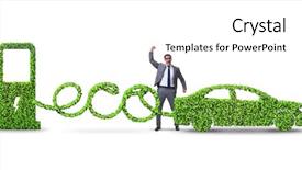  Presentation with eco friendly energy - Beautiful PPT layouts featuring eco friendly car powered backdrop and a white colored foreground