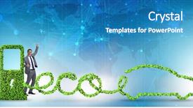  Presentation with eco friendly car - PPT theme featuring eco friendly car powered background and a teal colored foreground