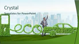 Presentation with eco friendly energy - Cool new PPT layouts with eco friendly car powered backdrop and a sky blue colored foreground