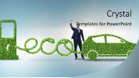  Presentation with eco friendly energy - Slide deck consisting of eco friendly car powered background and a light blue colored foreground