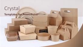  Presentation with eco paper - Presentation theme featuring eco-friendly-cardboard-boxes background and a soft green colored foreground