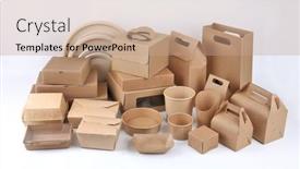  Presentation with food packaging - Presentation design enhanced with eco-friendly-cardboard-boxes background and a coral colored foreground