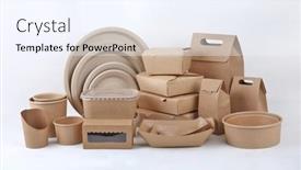  Presentation with eco paper - Presentation design with eco-friendly-cardboard-boxes background and a sky blue colored foreground