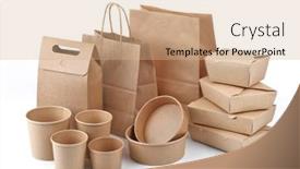  Presentation with food packaging - Slide deck featuring eco-friendly-cardboard-boxes background and a coral colored foreground