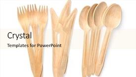  Presentation with eco friendly - Audience pleasing PPT theme consisting of eco friendly disposable cutlery isolated backdrop and a lemonade colored foreground