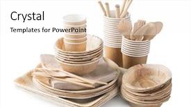  Presentation with tableware - Slide set featuring eco friendly disposable tableware isolated background and a white colored foreground