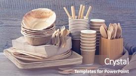  Presentation with friendly - Audience pleasing presentation design consisting of eco friendly disposable tableware backdrop and a coral colored foreground