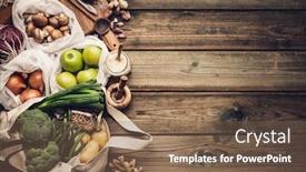  Presentation with eco plastic - PPT theme consisting of eco-friendly-food-shopping background and a violet colored foreground