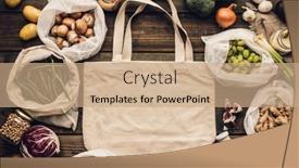  Presentation with free cooking - Beautiful PPT theme featuring eco-friendly-food-shopping backdrop and a coral colored foreground