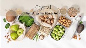  Presentation with eco plastic - Audience pleasing PPT theme consisting of eco-friendly-food-shopping backdrop and a soft green colored foreground