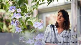  Presentation with eco - PPT theme featuring eco-friendly-garden-smiling-women background and a light gray colored foreground