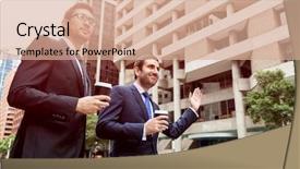  Presentation with german shepherd two young puppys - Audience pleasing slides consisting of eco friendly gas - two young businessmen hailing backdrop and a coral colored foreground