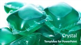  Presentation with laundry detergent - Presentation theme featuring eco friendly housekeeping - pile of liquid laundry detergent background and a ocean colored foreground