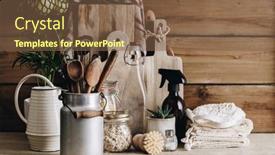  Presentation with eco friendly - Presentation design consisting of eco-friendly-kitchen-concept-kitchen background and a tawny brown colored foreground
