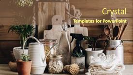  Presentation with kitchen towel - PPT layouts with eco-friendly-kitchen-concept-kitchen background and a tawny brown colored foreground