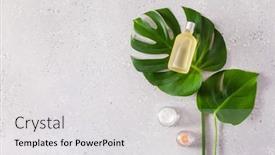  Presentation with eco friendly - Colorful slide set enhanced with eco-friendly-skincare-cosmetic-concept backdrop and a light gray colored foreground