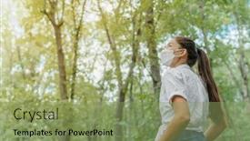  Presentation with kn95 - Beautiful theme featuring eco-friendly-sustainable-face-mask backdrop and a seafoam green colored foreground